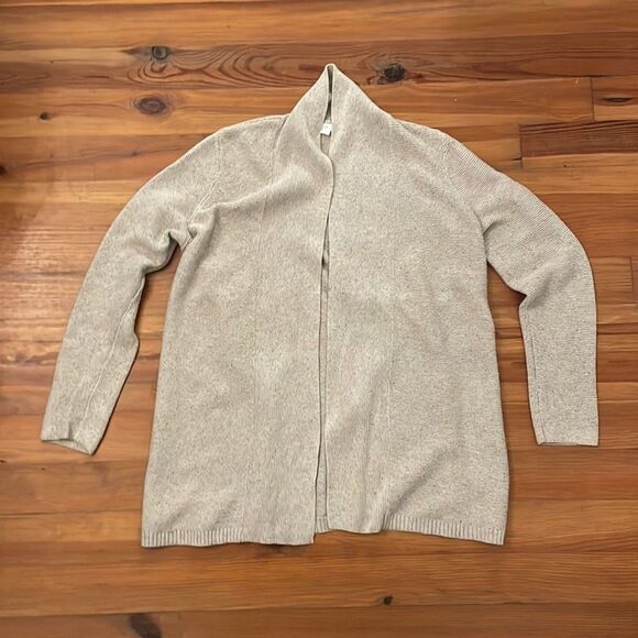 J. Jill Tan Knit Open Cardigan Sweater Womens Size Small Cotton Silk Long Sleeve - Picture 3 of 11